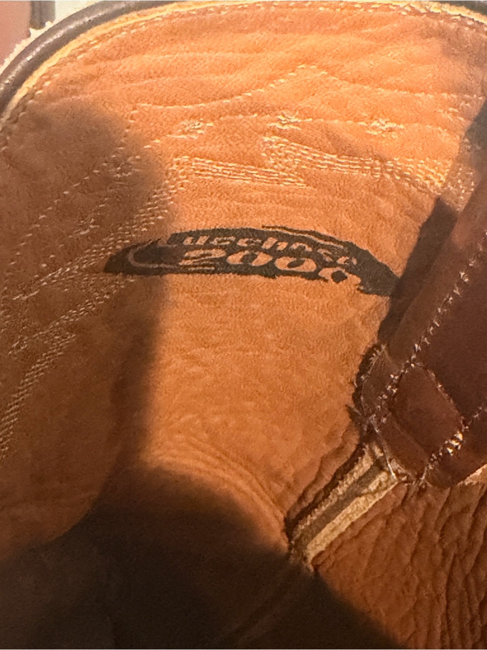 Lucchese roper Western Leather Cowboy Boots sz 9 Cognac Brown - Picture 6 of 11